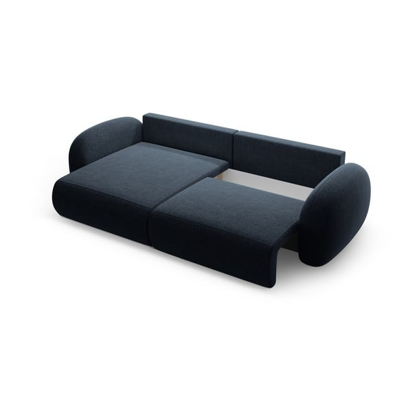 Tamsiai mėlynos spalvos iš šenilinio audinio sulankstoma/su sandėliavimo vieta kampinė sofa Tonale – Cosmopolitan Design-image-3