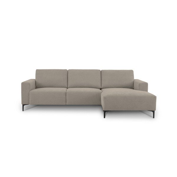 Šviesiai rudos spalvos kampinė sofa iš šenilinio audinio (su dešiniuoju kampu/su gultu) Fabian – Scandic