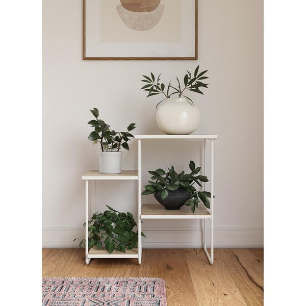 Konsolinis staliukas baltos spalvos/natūralios spalvos su uosio dekoro stalviršiu 35x67 cm Dante – Støraa-image-2