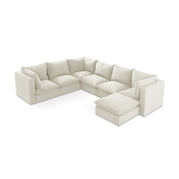 Smėlio spalvos kampinė sofa (su kairiuoju kampu/„U“ formos) Manao – Makamii-image-3