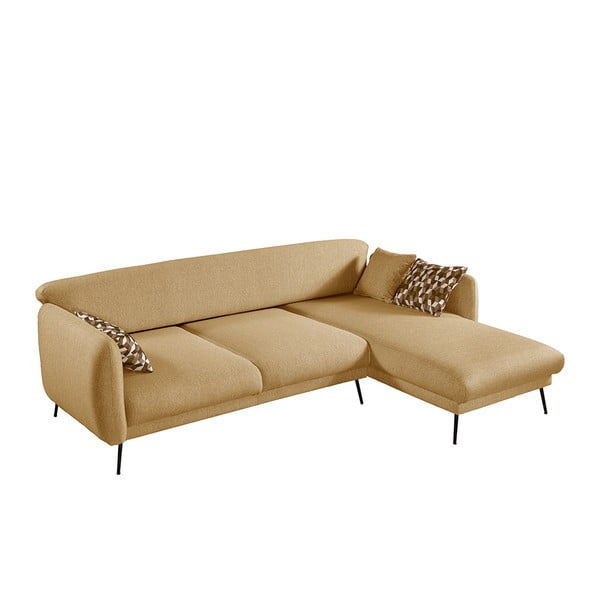 Geltona išskleidžiama kampinė sofa Pandia Home Madrid, dešinysis kampas-image-1