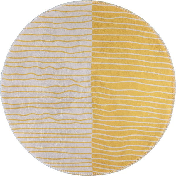 Skalbiamas apvalios formos kilimas geltonos spalvos/kreminės spalvos ø 120 cm Yuvarlak – Vitaus
