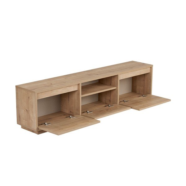 Natūralios spalvos TV spintelė iš ąžuolo 160x42x30 cm Sentinel – Kalune Design-image-4