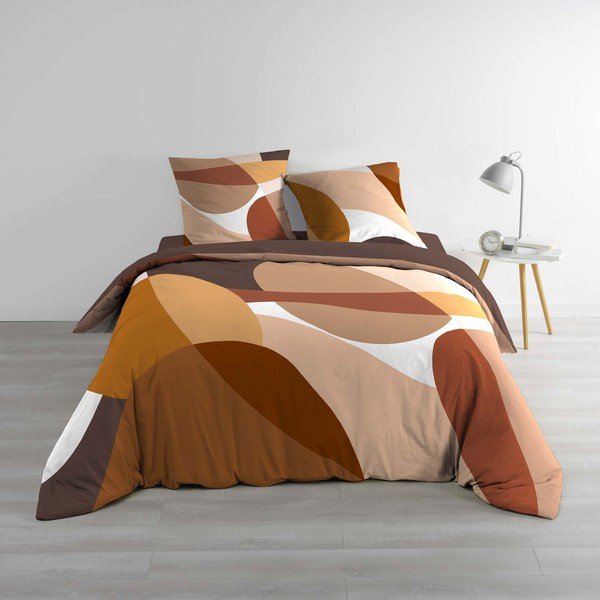 Rudos spalvos iš medvilnės dvigulė patalynė 3 dalių 200x200 cm Boogie – douceur d'intérieur-image-1