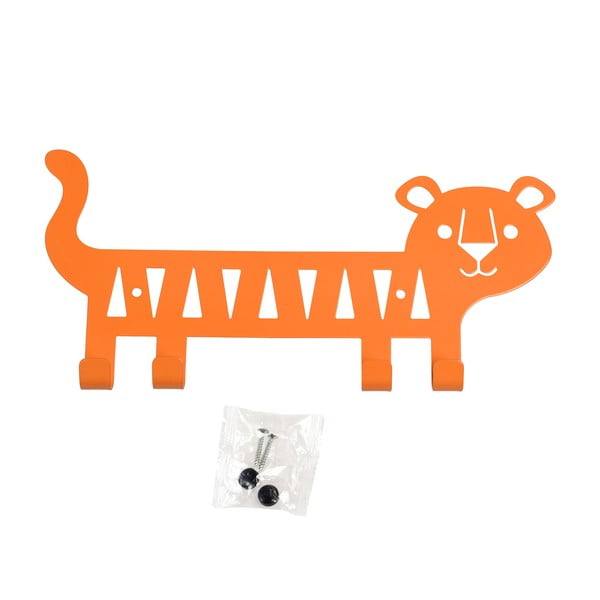 Iš metalo sieninė vaikiška drabužių kabykla oranžinės spalvos Tiger – Rex London-image-3