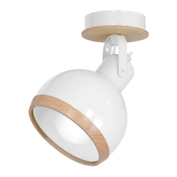 Baltas sieninis šviestuvas su medinėmis detalėmis Homemania Oval