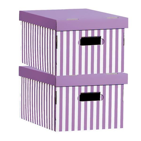 2 saugojimo dėžių rinkinys "Compactor" Violetiniai dryžiai