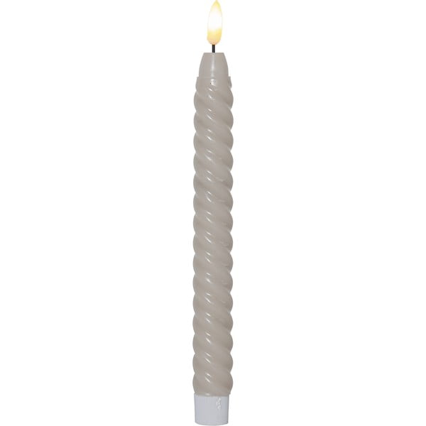 2 smėlio spalvos vaško LED žvakių rinkinys Star Trading Flamme Swirl Antique, aukštis 25 cm-image-3