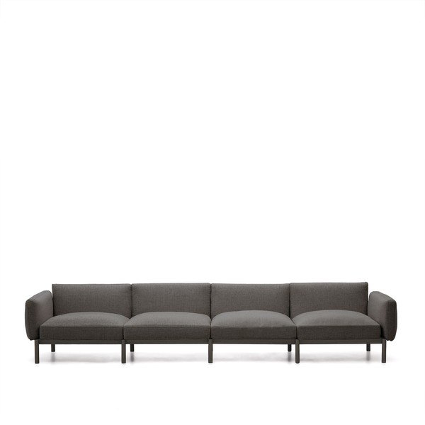 Tamsiai pilkos spalvos sodo modulinė sofa 370 cm Sorells – Kave Home-image-2