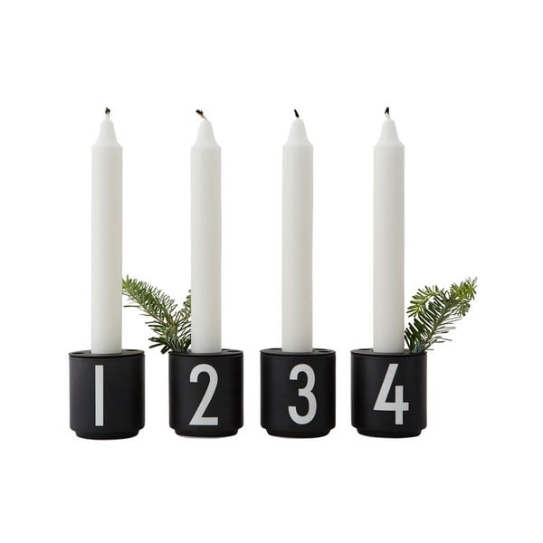 4 juodų porcelianinių žvakidžių rinkinys Mini - Design Letters-image-4