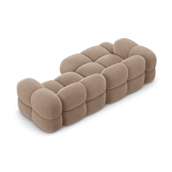 Rudos spalvos iš velveto kampinė sofa (su kairiuoju kampu/su gultu) Loretto – Cosmopolitan Design-image-4