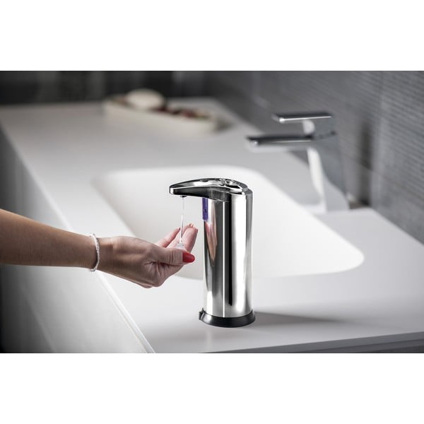 Automatinis iš nerūdijančio plieno muilo dozatorius blizgios sidabrinės spalvos 240 ml Aqualine  – Sapho-image-1