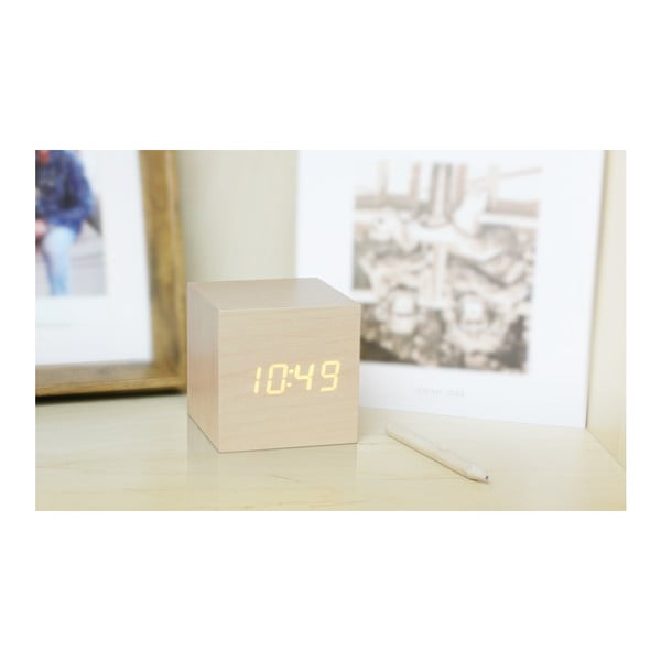 Skaitmeninis žadintuvas Wooden Cube Click – Gingko-image-2