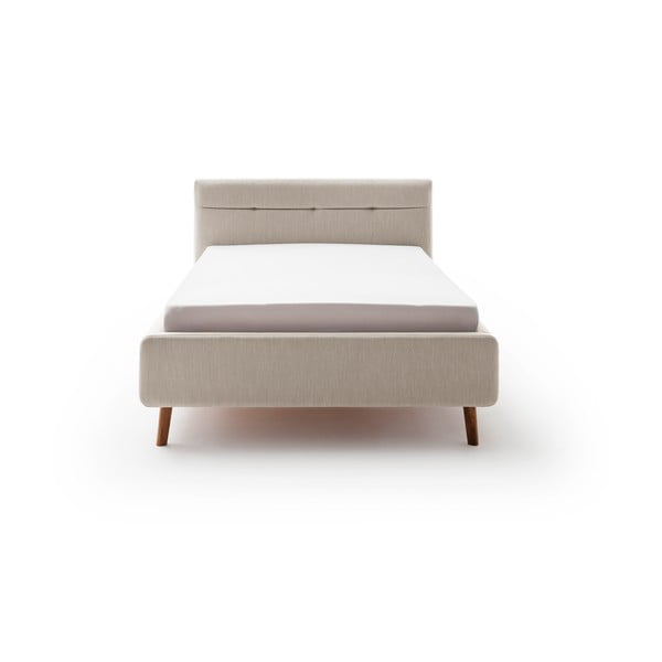 Smėlio spalvos dvigulė lova audiniu dengta su sandėliavimo vieta su lovos grotelėmis 140x200 cm Lotte – Meise Möbel-image-4