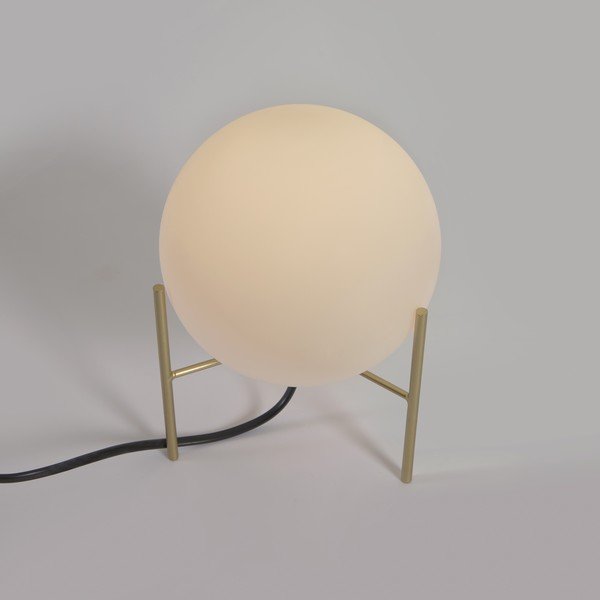 Stalinė lempa su baltos ir auksinės spalvos stiklo gaubtu (aukštis 22 cm) Seina - Kave Home-image-2