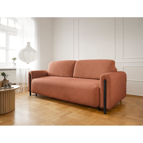 Terakotos spalvos iš boucle sulankstoma/su sandėliavimo vieta sofa 244 cm Arcadova – ELTAP-image-3