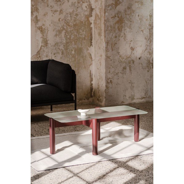 Bordo spalvos kavos staliukas su stikliniu stalviršiu 55x105 cm Kob – noo.ma-image-4