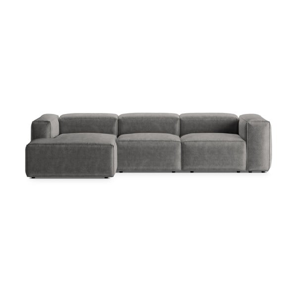 Šviesiai pilkos spalvos iš kordinio velveto kampinė sofa (su kairiuoju kampu/su gultu) Bergamo – Cosmopolitan Design