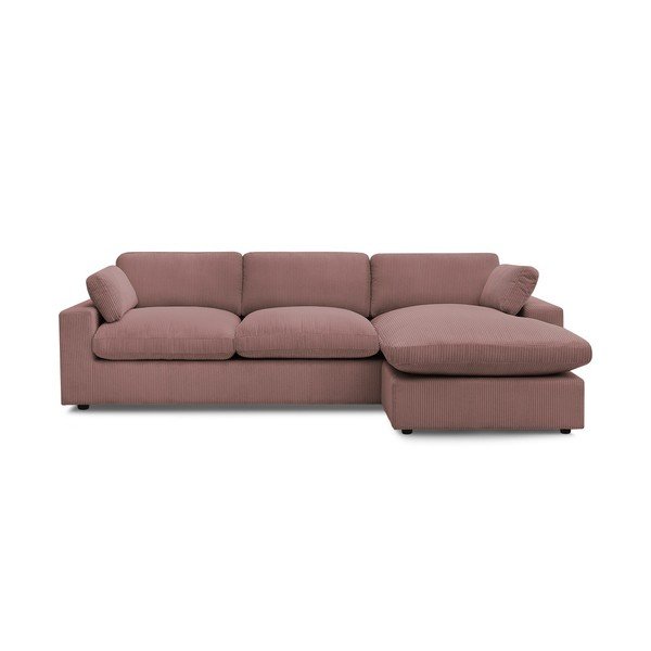 Rožinės spalvos kampinė sofa iš kordinio velveto Belair – Bobochic Paris