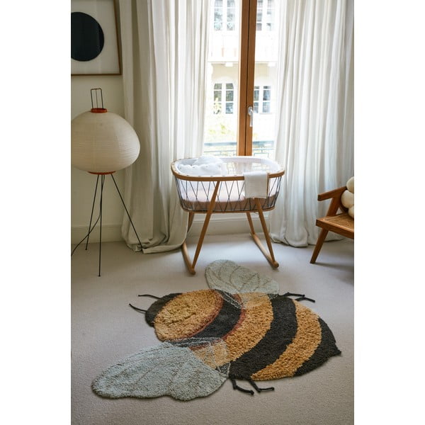 Skalbiamas/rankų darbo iš medvilnės vaikiškas kilimas geltonos spalvos 115x150 cm Bee – Lorena Canals-image-4