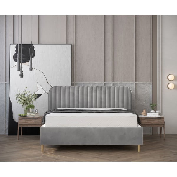 Dvigulė lova pilkos spalvos audiniu dengta su sandėliavimo vieta su lovos grotelėmis 160x200 cm Noto – Maison de Rêve-image-4