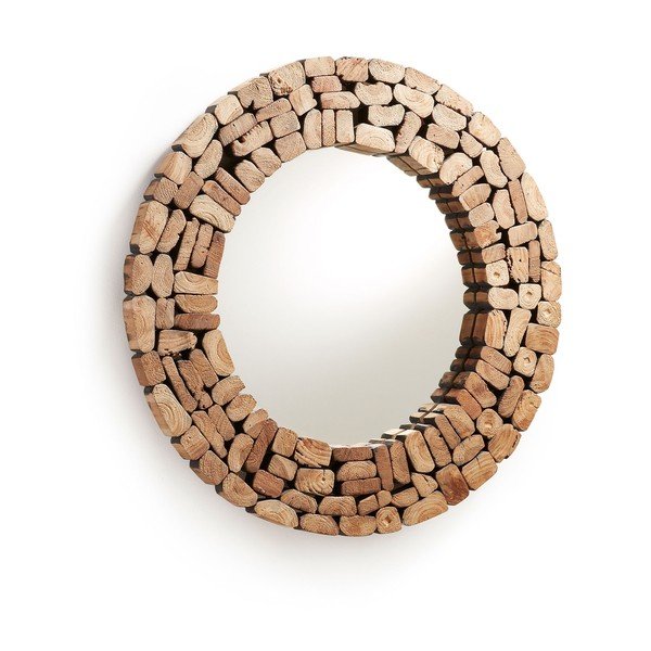 Sieninis veidrodis su medžio masyvo rėmu ø 80 cm Eliptic – Kave Home-image-2