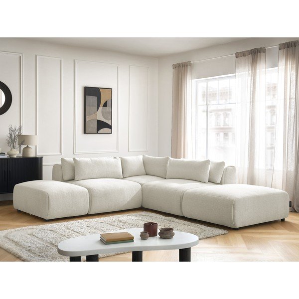 Baltos spalvos reguliuojama modulinė kampinė sofa Jana – Bobochic Paris-image-3