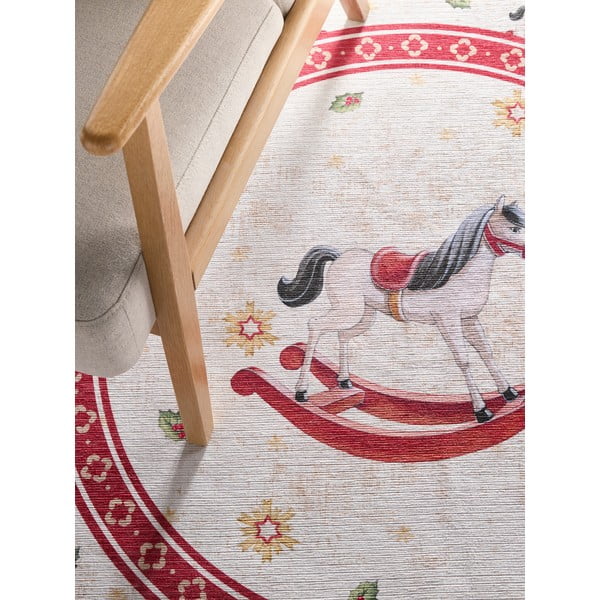 Raudonos spalvos apvalios formos kilimas su Kalėdų motyvu ø 160 cm Toy's Delight Rocking Horse – Villeroy&Boch-image-2