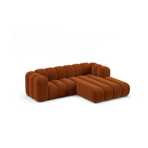 Kampinė sofa oranžinės spalvos (su dešiniuoju kampu) Lupine – Micadoni Home-image-1