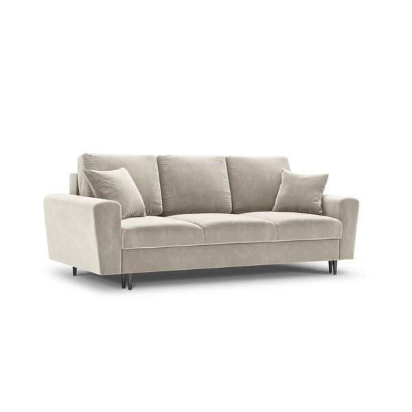 Smėlio spalvos iš velveto sulankstoma/su sandėliavimo vieta sofa 235 cm Kyoto – Cosmopolitan Design-image-1