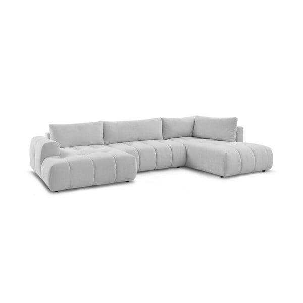 Šviesiai pilkos spalvos sulankstoma/su sandėliavimo vieta kampinė sofa (su dešiniuoju kampu/„U“ formos) Fuji – Bobochic Paris-image-3