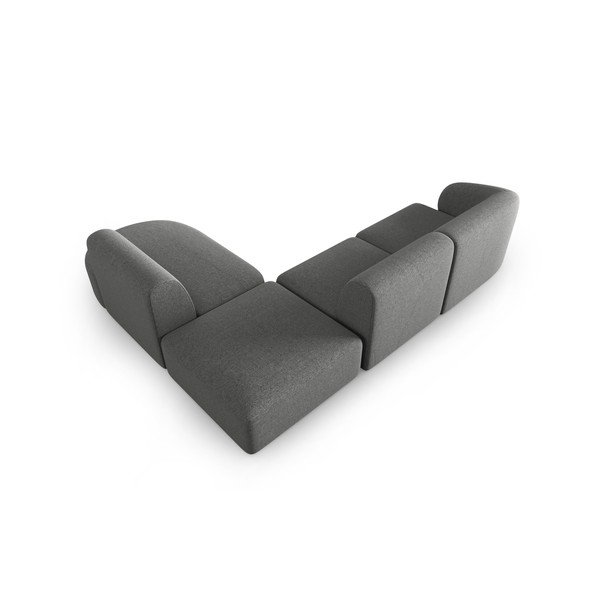 Pilkos spalvos iš šenilinio audinio kampinė sofa (su dešiniuoju kampu/„L“ formos) Paolo – Milo Casa-image-3