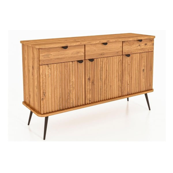 Natūralios spalvos žema komoda iš ąžuolo medienos 144x87 cm Kula - The Beds-image-3