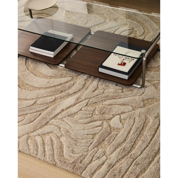 Rankų darbo smėlio spalvos iš vilnos mišinio kilimas 160x230 cm Tribet – Kave Home-image-3
