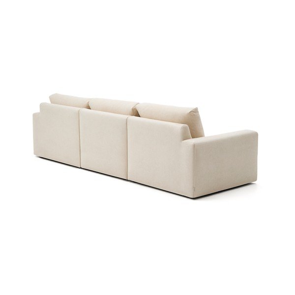 Smėlio spalvos kampinė sofa iš šenilinio audinio (su dešiniuoju kampu/su gultu) Alea – Kave Home-image-4