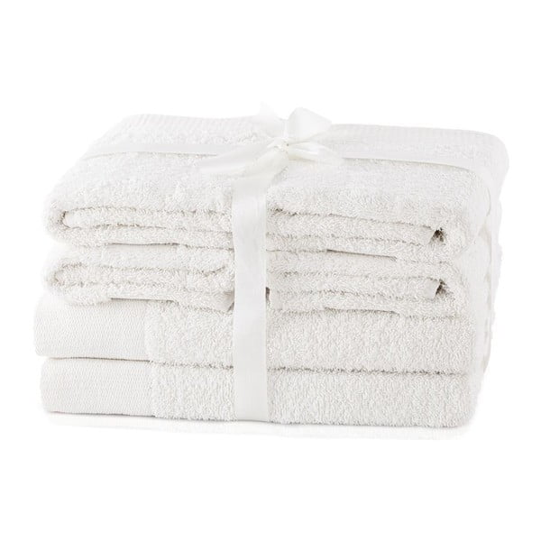 Vonios rankšluosčių rinkiniai iš medvilnės audinio baltos spalvos 6 vnt. Amari – AmeliaHome