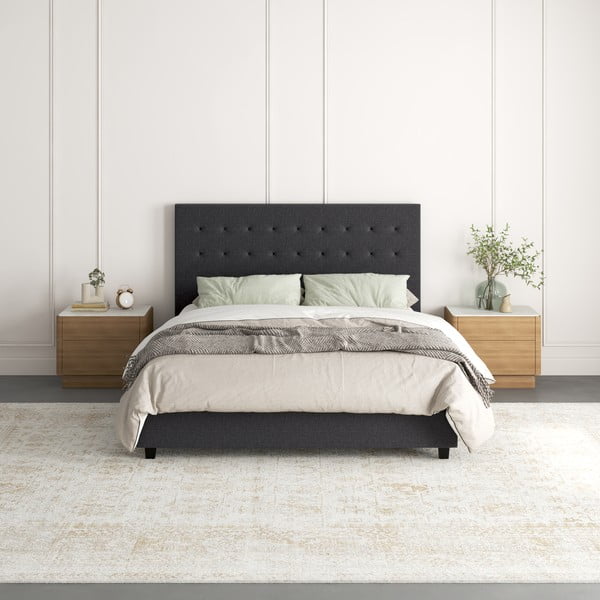 Dvigulė lova tamsiai pilkos spalvos audiniu dengta 140x200 cm Emily – Støraa-image-3