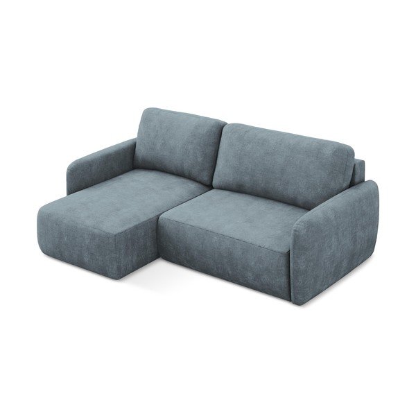 Pilkai mėlynos spalvos iš šenilinio audinio sulankstoma/su sandėliavimo vieta kampinė sofa (su kairiuoju kampu/su gultu) Lilo – Makamii-image-4