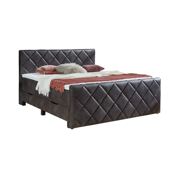 Spyruoklinė lova juodos spalvos su sandėliavimo vieta 180x200 cm Chester – Rojaplast