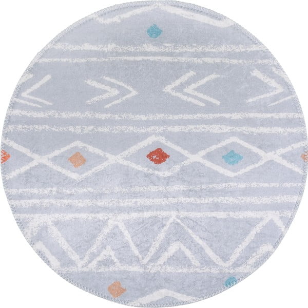 Skalbiamas apvalios formos kilimas šviesiai pilkos spalvos ø 80 cm Yuvarlak – Vitaus