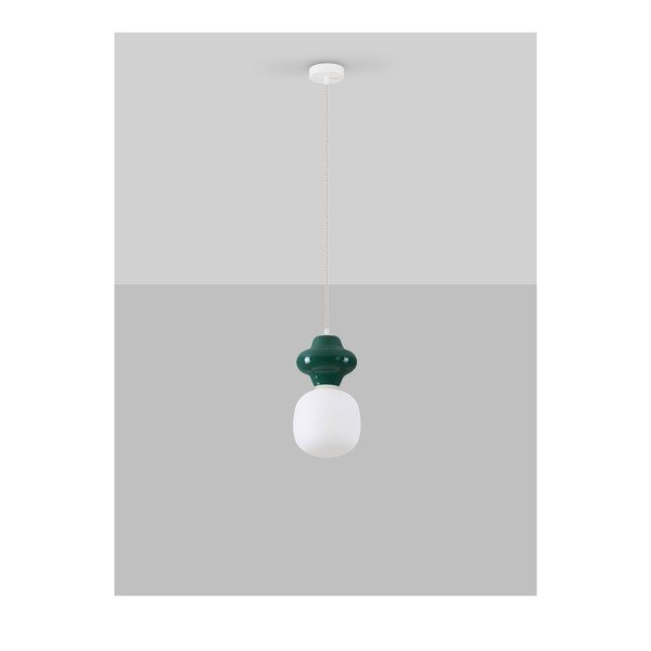 Baltos spalvos/smaragdinės spalvos iš keramikos kabantis šviestuvas ø 18 cm su stiklo gaubtu Clio – Nova Luce-image-3