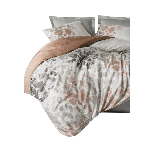 Pilkai smėlinės spalvos iš satino medvilnės dvigulė patalynė 200x200 cm Blatt – Mijolnir