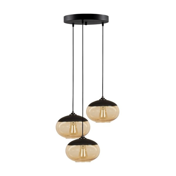 Kabantis šviestuvas ochros spalvos/juodos spalvos ø 50 cm su stiklo gaubtu Camini – Opviq lights