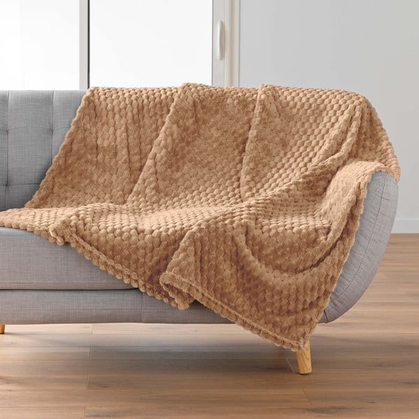Rudos spalvos iš mikroflanelės antklodė ir pledas 125x150 cm Mini Frosty – douceur d'intérieur-image-1
