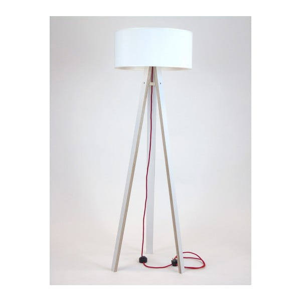 Baltas grindų šviestuvas su baltu atspalviu ir raudonu kabeliu "Ragaba Wanda
