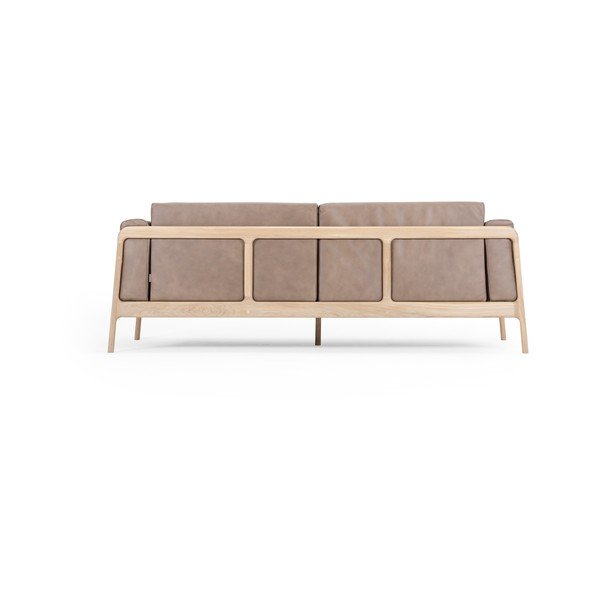 Šviesiai ruda buivolo odos sofa su ąžuolo masyvo konstrukcija Gazzda Fawn, 210 cm-image-4