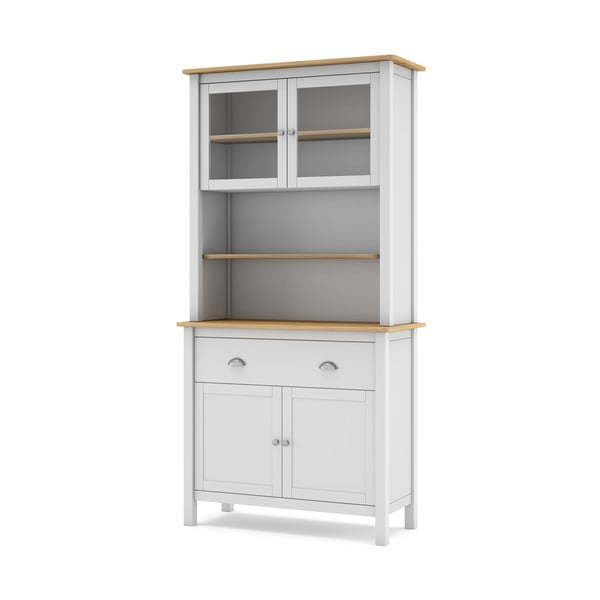 Iš pušies masyvo vitrina baltos spalvos 90x180,5 cm Misti – Marckeric-image-2