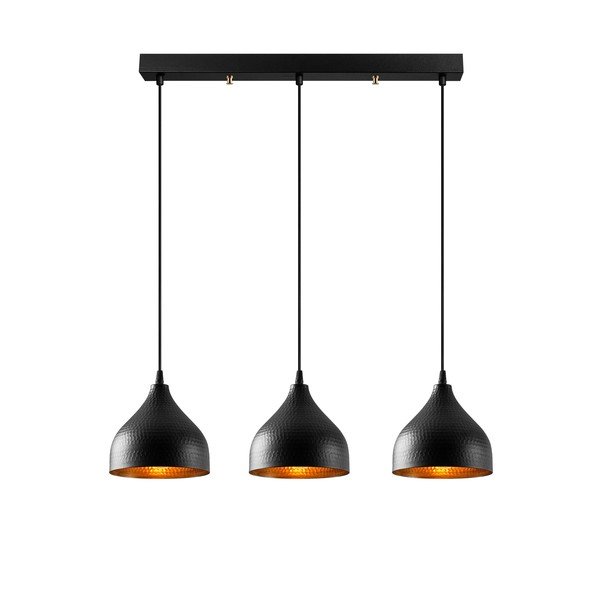 Juodos spalvos kabantis šviestuvas su metaliniu gaubtu Tattoo – Opviq lights-image-2