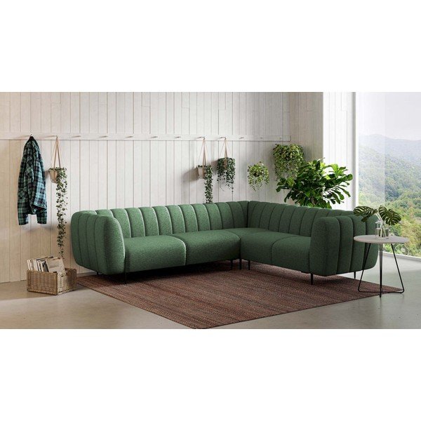 Kampinė sofa tamsiai žalios spalvos (su dešiniuoju kampu/„L“ formos) Shel – Ghado-image-1