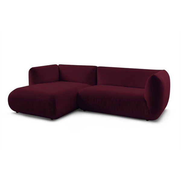 Bordo spalvos velvetinė kampinė sofa (kairysis kampas) Lecomte - Bobochic Paris-image-3